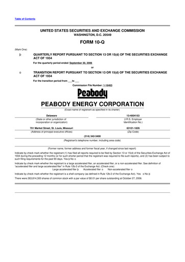 Thumbnail Peabody Energy
 10-Q Quarterly Report FY 