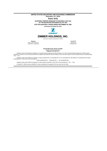 Thumbnail Zimmer Biomet 10-Q Quarterly Report FY 