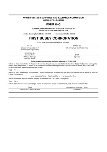 Thumbnail First Busey 10-Q Quarterly Report FY 