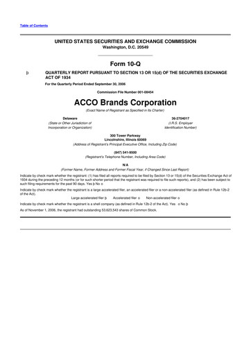 Thumbnail Acco Brands 10-Q Quarterly Report FY 