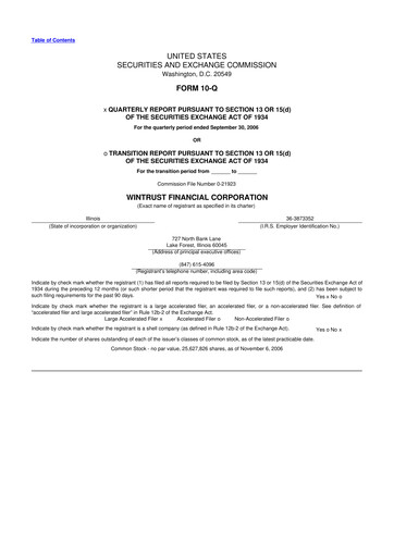 Vorschaubild Wintrust Financial 10-Q Quartalsbericht  