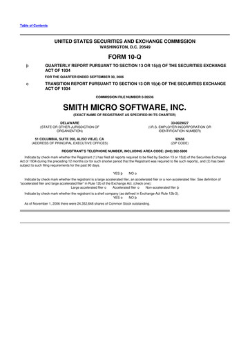 Thumbnail Smith Micro Software
 10-Q Quarterly Report FY 