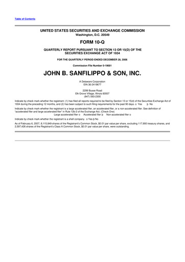 Thumbnail John B. Sanfilippo & Son 10-Q Quarterly Report FY 
