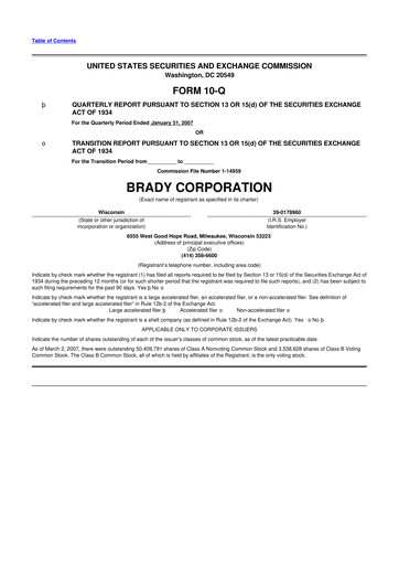 Thumbnail Brady Corporation 10-Q Quarterly Report FY 