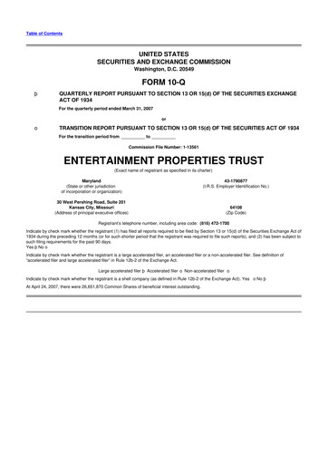 Thumbnail EPR Properties
 10-Q Quarterly Report FY 