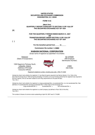 Thumbnail Wabash National
 10-Q Quarterly Report FY 