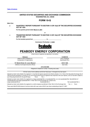 Thumbnail Peabody Energy
 10-Q Quarterly Report FY 