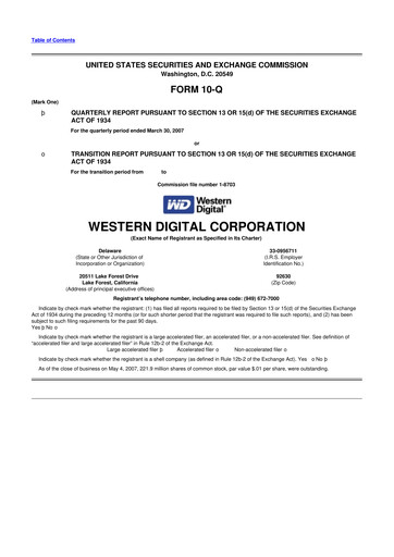 Thumbnail Western Digital 10-Q Quarterly Report FY 