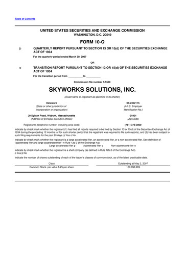 Vorschaubild Skyworks Solutions
 10-Q Quartalsbericht  