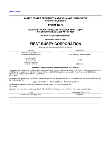 Thumbnail First Busey 10-Q Quarterly Report FY 