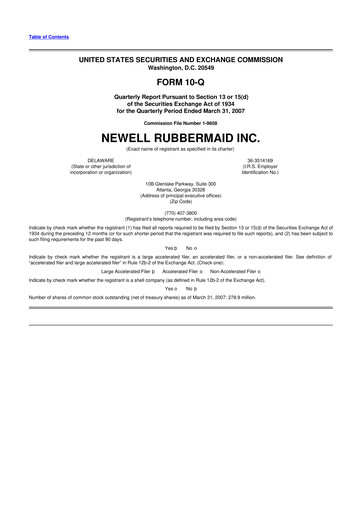 Thumbnail Newell Brands
 10-Q Quarterly Report FY 