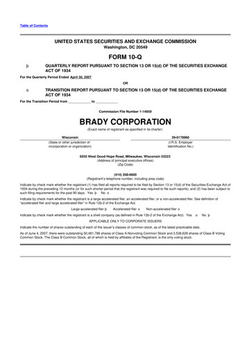 Thumbnail Brady Corporation 10-Q Quarterly Report FY 
