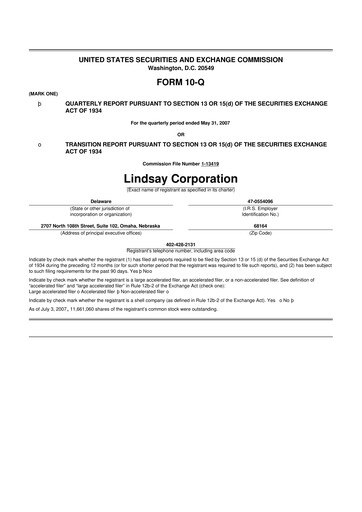 Thumbnail Lindsay Corporation
 10-Q Quarterly Report FY 