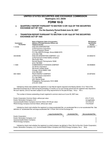 Thumbnail Exelon Corporation 10-Q Quarterly Report FY 