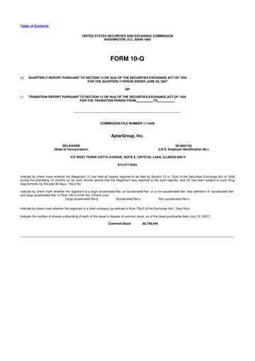 Miniature AptarGroup 10-Q Rapport trimestriel  