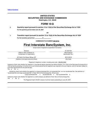 Thumbnail First Interstate BancSystem 10-Q Quarterly Report FY 