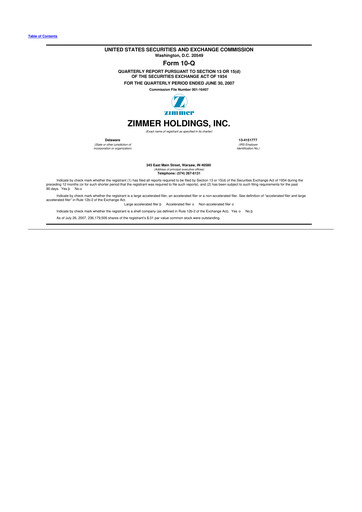 Thumbnail Zimmer Biomet 10-Q Quarterly Report FY 