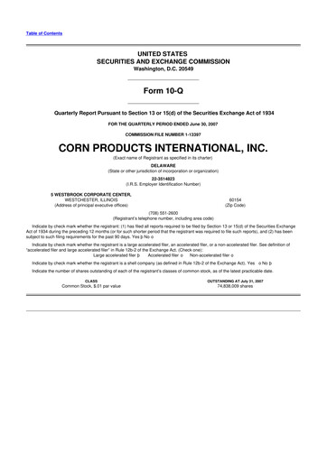 Thumbnail Ingredion 10-Q Quarterly Report FY 