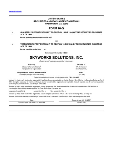 Vorschaubild Skyworks Solutions
 10-Q Quartalsbericht  