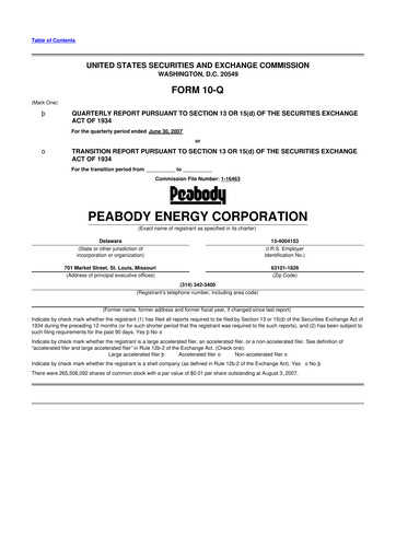Thumbnail Peabody Energy
 10-Q Quarterly Report FY 