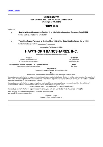 Vorschaubild Hawthorn Bancshares 10-Q Quartalsbericht  