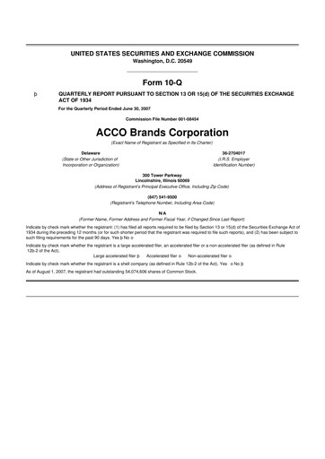 Thumbnail Acco Brands 10-Q Quarterly Report FY 
