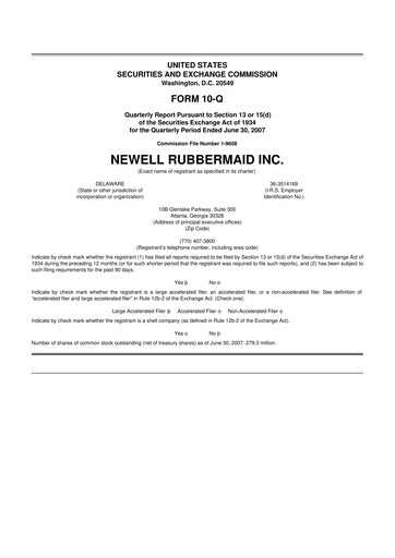 Thumbnail Newell Brands
 10-Q Quarterly Report FY 