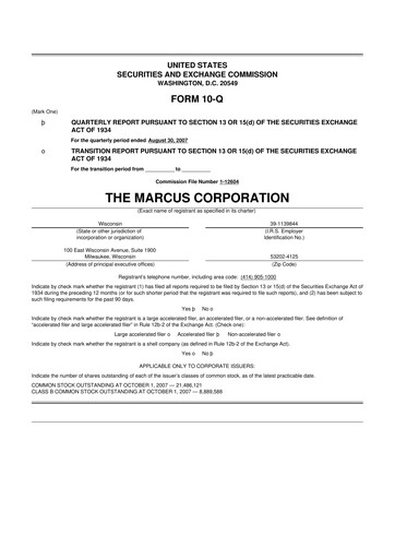 Thumbnail Marcus Corporation
 10-Q Quarterly Report FY 