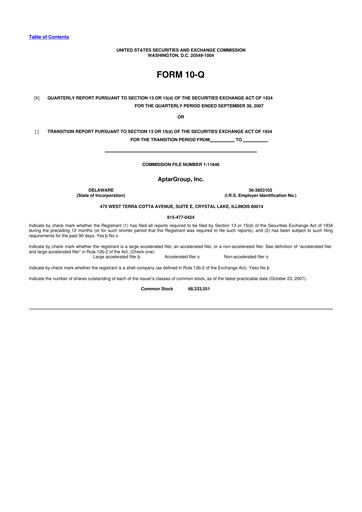 Miniature AptarGroup 10-Q Rapport trimestriel  