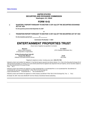 Thumbnail EPR Properties
 10-Q Quarterly Report FY 