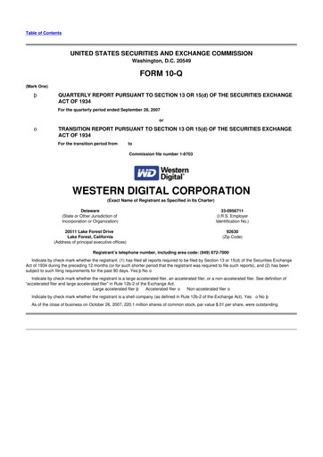 Thumbnail Western Digital 10-Q Quarterly Report FY 