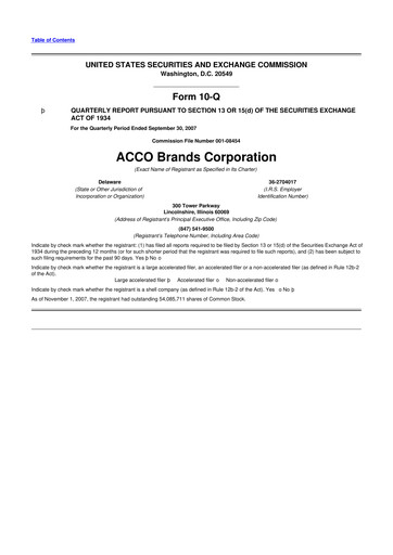 Thumbnail Acco Brands 10-Q Quarterly Report FY 