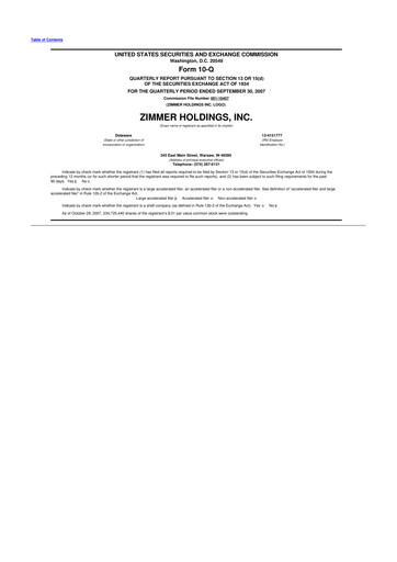 Thumbnail Zimmer Biomet 10-Q Quarterly Report FY 