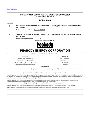 Thumbnail Peabody Energy
 10-Q Quarterly Report FY 