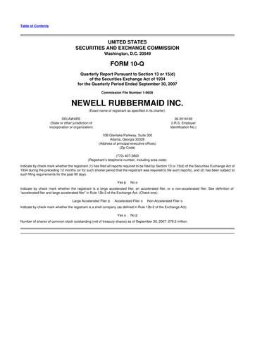 Thumbnail Newell Brands
 10-Q Quarterly Report FY 