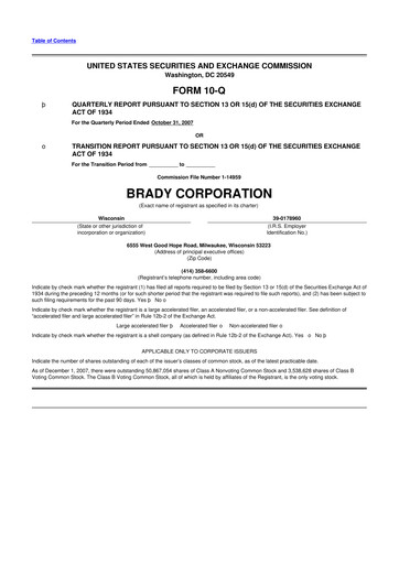 Thumbnail Brady Corporation 10-Q Quarterly Report FY 