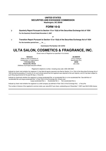 Thumbnail ULTA Beauty
 10-Q Quarterly Report FY 