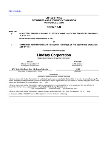 Thumbnail Lindsay Corporation
 10-Q Quarterly Report FY 