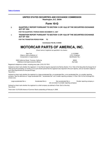 Vorschaubild Motorcar Parts of America 10-Q Quartalsbericht  