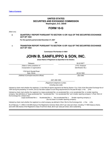 Thumbnail John B. Sanfilippo & Son 10-Q Quarterly Report FY 