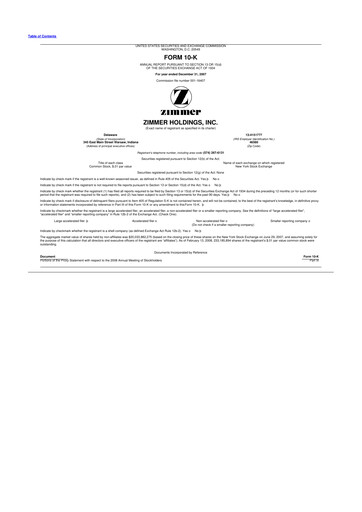 Thumbnail Zimmer Biomet 10-K Annual Report 