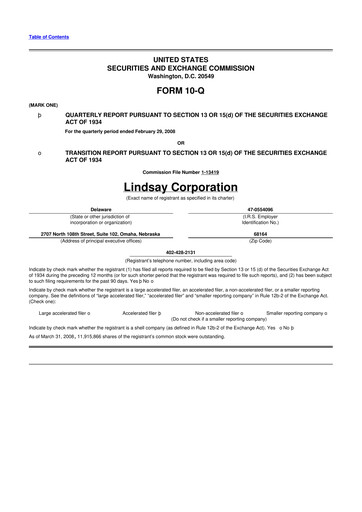 Thumbnail Lindsay Corporation
 10-Q Quarterly Report FY 