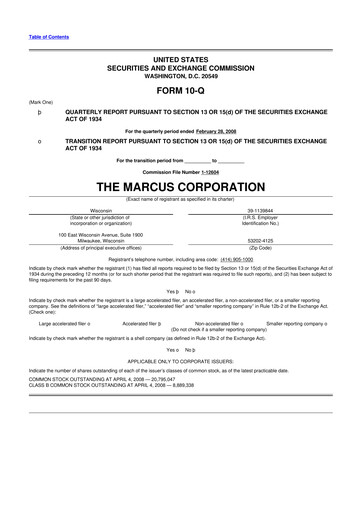 Thumbnail Marcus Corporation
 10-Q Quarterly Report FY 