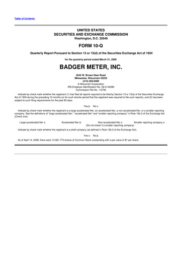 Thumbnail Badger Meter
 10-Q Quarterly Report FY 