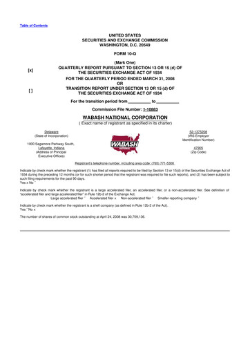 Thumbnail Wabash National
 10-Q Quarterly Report FY 