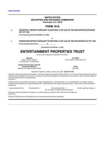 Thumbnail EPR Properties
 10-Q Quarterly Report FY 