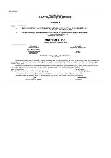 Thumbnail Motorola Solutions
 10-Q Quarterly Report FY 