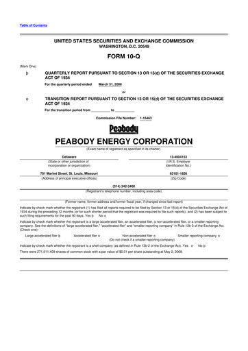 Thumbnail Peabody Energy
 10-Q Quarterly Report FY 