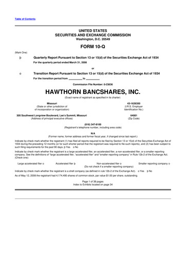 Vorschaubild Hawthorn Bancshares 10-Q Quartalsbericht  
