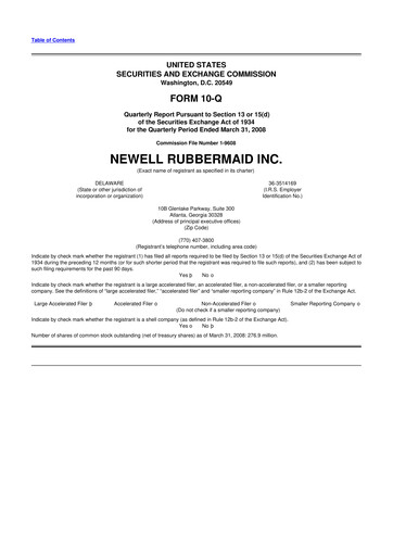 Thumbnail Newell Brands
 10-Q Quarterly Report FY 